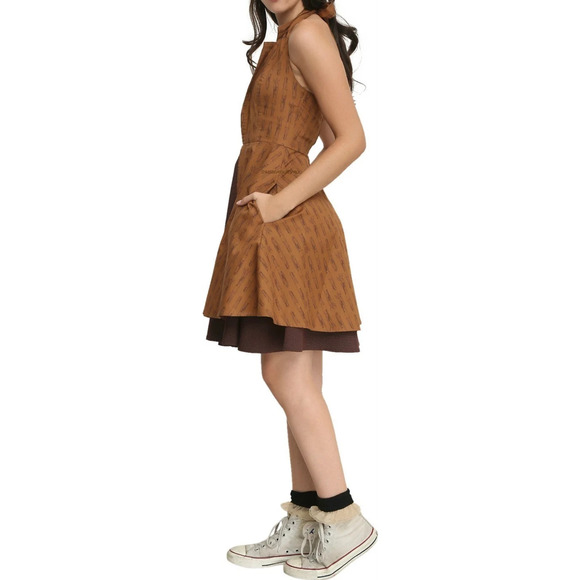 Doctor Who x Hot Topic Regeneration Dress Halter Pockets Brown BBC Women's Large - Picture 5 of 16